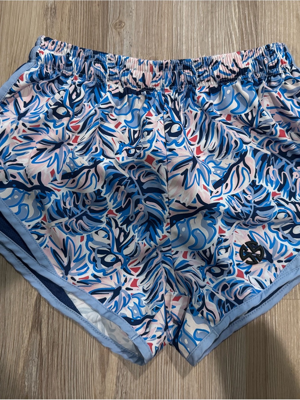 Simply Southern Light Blue Floral-Print Athletic Shorts